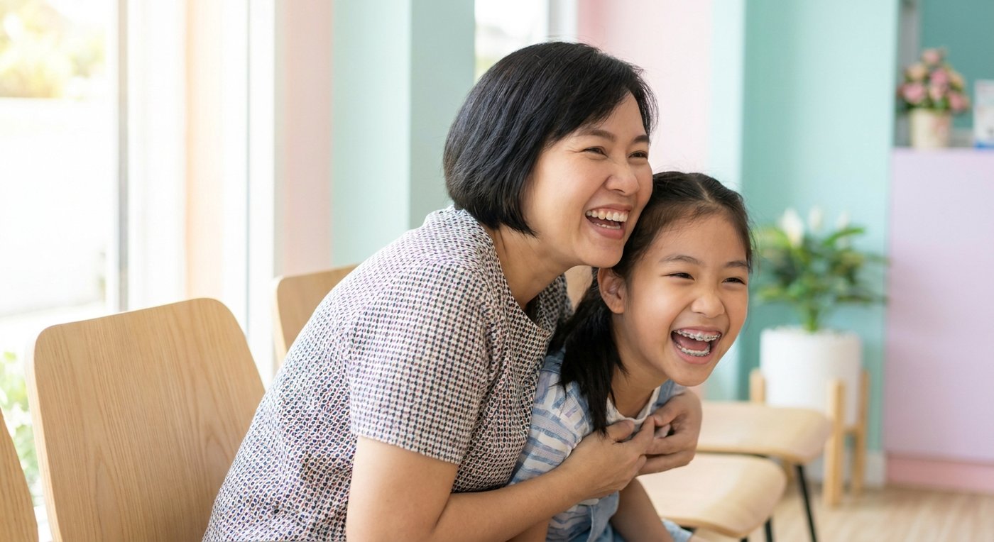 ผลลัพธ์รอยยิ้มของเด็กหลังจัดฟันที่ดูแลตามแผนของทันตแพทย์ Tiny Smile Dental Clinic