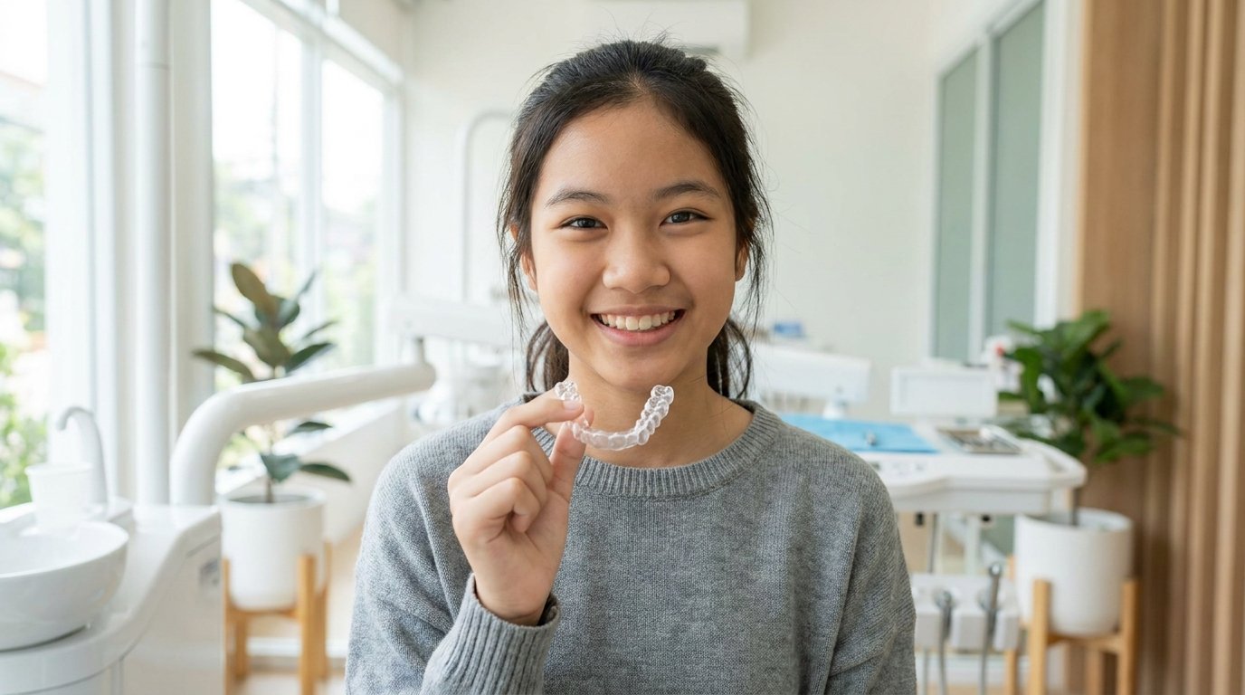วัยรุ่นไทยใส่ Invisalign แบบใสในชีวิตประจำวันที่ Tiny Smile Dental Clinic